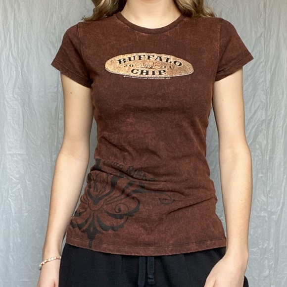 Buffalo Chip Take Risks Graphic Brown Retro 2011 Shortsleeve Shirt - Picture 5 of 9